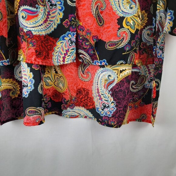 NY Collection Woman Size 3X Paisley Colorful 3/4 Sleeve Tunic Blouse - Picture 4 of 10